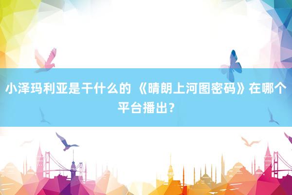 小泽玛利亚是干什么的 《晴朗上河图密码》在哪个平台播出？